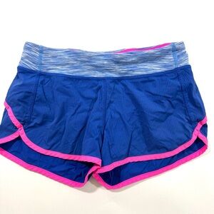 Ivivva Girls Speedy Shorts Blue Stripe Pink Size 14 Lined